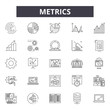 Metrics line icons, signs set, vector. Metrics outline concept illustration: web,graph,business,chart,metrics,concept,metric