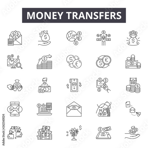 Money Transfe!   rs Line Icons Signs Set Vector Money -