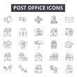 Post office line icons, signs set, vector. Post office outline concept illustration: office,mail,post,communication,envelope,email,message