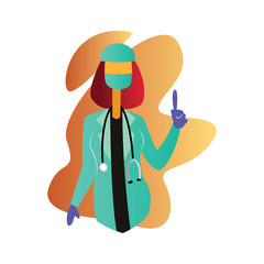 Sticker - Minimalistic colorful female surgeon vector character illustration on a white background