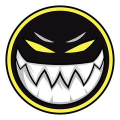 Black evil monster logo illustration vector on white background