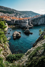 City Walls From Coast Of Dubrovnik, Croatia