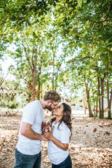 Wall Mural - Happy Smiling Couple diversity in love moment together