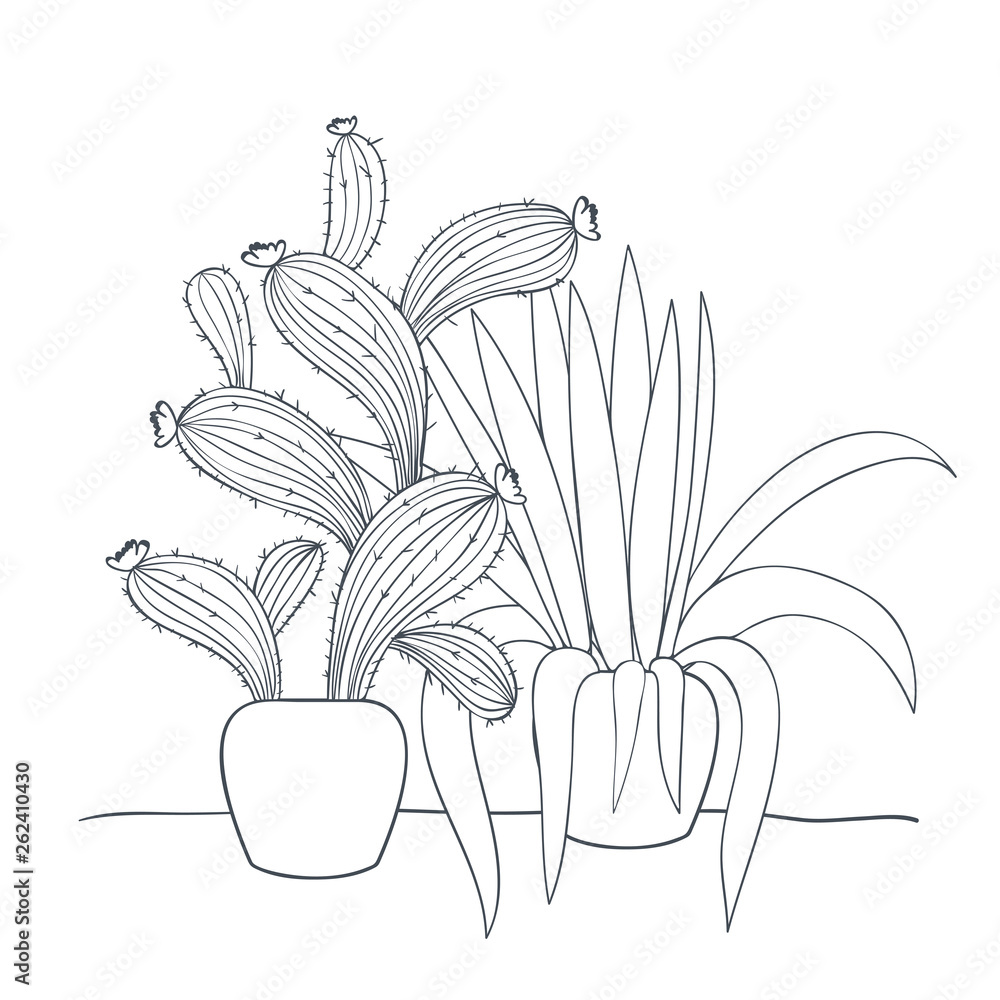 houseplants with potted isolated icon - obrazy, fototapety, plakaty 