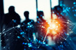© alphaspirit - Futuristic abstract internet connection network with silhouette of business team