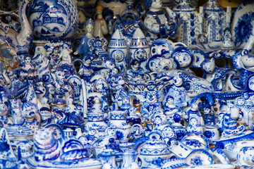 Russian Gzhel. Gzhel - Russian folk craft of ceramics and production porcelain and a kind of Russian folk painting.