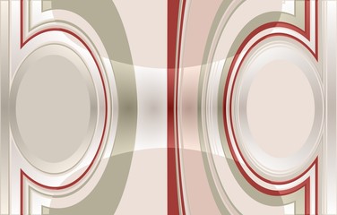 abstract coloured background with two circles on the right and left. in the middle are vertical stripes which are bent to the circles. with light effect.