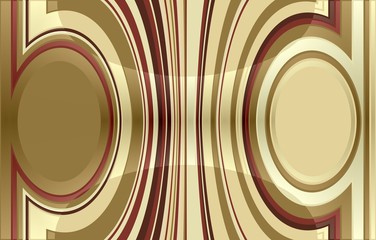 abstract coloured background with two circles on the right and left. in the middle are vertical stripes which are bent to the circles. with light effect.