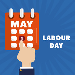 Poster - calendar reminder with hand index labour day