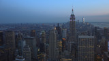 Fototapeta  - New York, Usa:Aerial view of Manhattan midtown and downtown skyscrapers ar sunset and dusk time