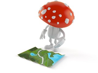 Wall Mural - Toadstool character looking at map