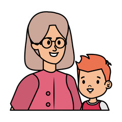 Sticker - cute grandmother with grandson