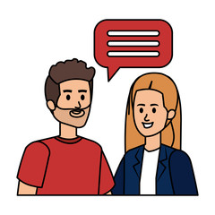 Canvas Print - young couple with speech bubble