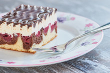 Famous Cake In Germany Called Donauwelle Is A Chocolate Covered Cake With Butter Cream And Sour Cherries