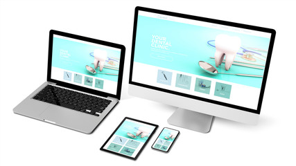 Wall Mural - devices collection showing dentist website