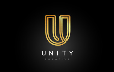 Golden U Logo. U Letter Icon Design Vector