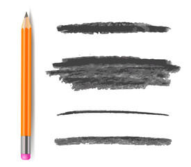 Wall Mural - Vector Pencil Strokes, Monochrome Gray Brush Strokes Set Isolated on White Background.