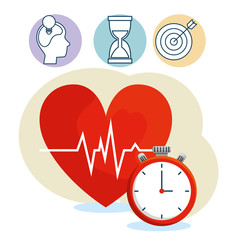 Sticker - heartbeat with chronometer to lifestyle balance exercise