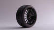 Black Alloy Rim Wheel 18 Thin Spokes Open Wheel Design with Racing Tyre 3d illustration 3d render