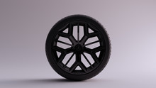Black Alloy Rim Wheel With A Multi 5 Spoke Geometric Open Wheel Design With Racing Tyre 3d Illustration 3d Render