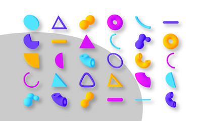 Set of colorful abstract geometric shapes. Isolated elements for design. Vector