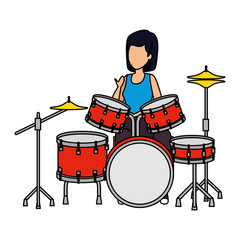 Sticker - woman playing battery drums