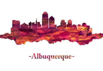 Fototapete - Albuquerque New Mexico Skyline in Red