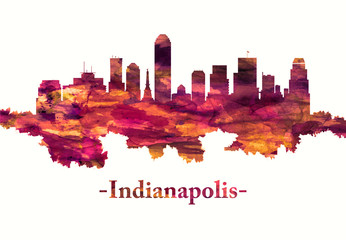 Fototapete - Indianapolis Indiana skyline in red