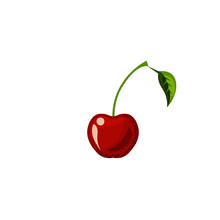 Fresh juicy fruit, berry - cherry vector icon isolated on white background. Cherry icon, flat style, fruit vector illustration. Healthy food single object - isolated berry cherry