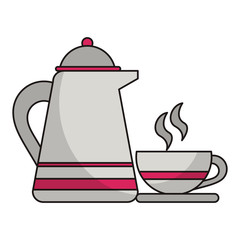 Poster - Coffee kettle and mug on dish