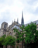 Fototapeta Londyn - Paris / France - 07.05.2014: Notre-Dame de Paris, famous Catholic cathedral, historical and architectural monument