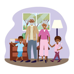 Wall Mural - elderly couple with children