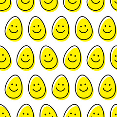 Wall Mural - Easter eggs. Smiling faces seamless pattern.