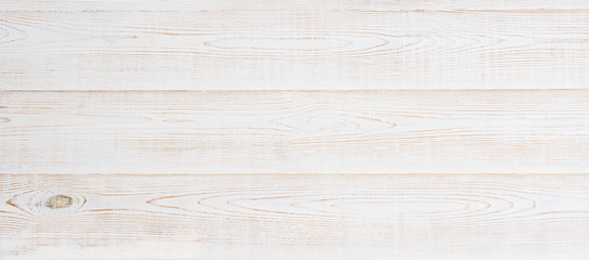 Wooden banner floor background. White wood desk table top view and mock up. Template and blank copy space. Wooded texture