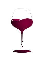 Wine shop or wine menu. Logo or emblem with a wine glass and wine splashing in it. Vertical layout.