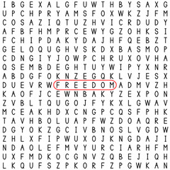 Wall Mural - Freedom. Find the word in the word puzzle.