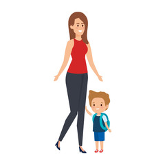 Wall Mural - young mother with little son characters