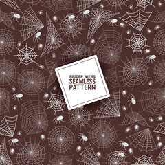 Wall Mural - Web spider seamless pattern vector spidery halloween background spiderweb cobweb horror illustration backdrop of spider-web scary webbed net wallpaper