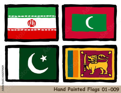 手描きの旗アイコン イランの国旗 モルディブの国旗 パキスタンの国旗 スリランカの国旗 Flag Of The Iran Maldives Pakistan Sri Lanka Hand Drawn Isolated Vector Icon Stock Vector Adobe Stock