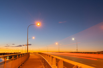 Canvas Print - Tauranga Harbour Bridge on ramp at dawn