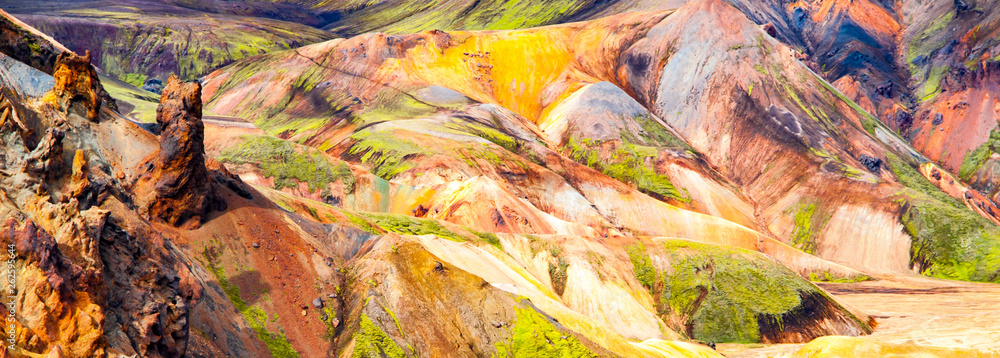 Obraz na płótnie Landmannalaugar rainbow mountains in Fjallabak Nature Reserve, Iceland. w salonie