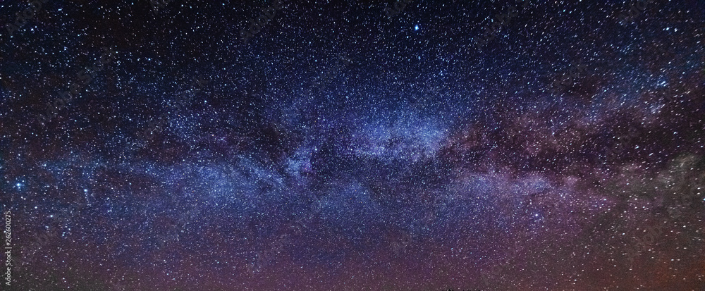 Fantastic starry sky with galaxy Milky way over mountainous masses of Ukrainian Carpathians - obrazy, fototapety, plakaty 