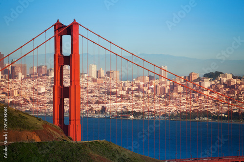 Cityscape of San Francisco and Golden Gate Bridge Canvas Print