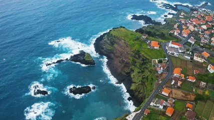 Wall Mural - Beautiful mountain landscape of Madeira island, Portugal, on a summer day. Aerial panorama view.