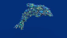 Dolphin Made Of Ocean Plastic Garbage, Different Types Of Bottles Underwater, Environmental Problem Of Plastic Waste Pollution In Ocean