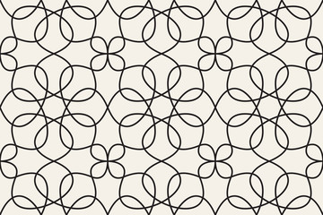 Wall Mural - oriental linear geometric pattern. seamless horizontal vector texture.
