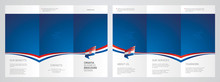 Wavy Flag And Ribbon Of Croatia Three Fold Brochure Modern Design Blue Abstract Background