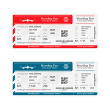 Set Of The Airline Boarding Pass Tickets Isolated On White Background. Vector Illustration.