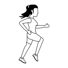 Poster - Fitness woman running sideview in black and white