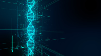 Wall Mural - DNA double helix Gene therapy and genetic engineering of human genes for medical research - 3D render